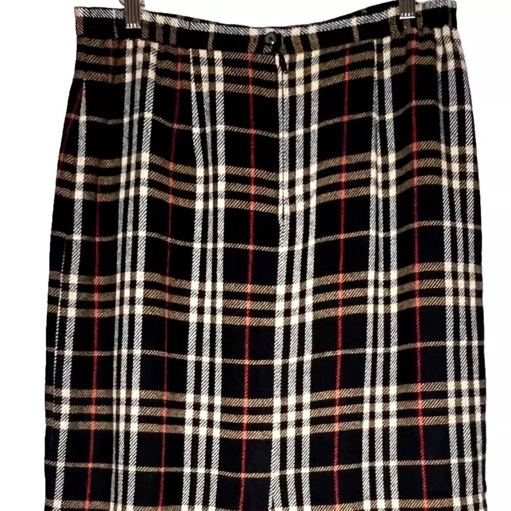 Briggs NY Pencil Skirt 14 Vtg Plaid Tassel Wool Tartan Office Christmas Party - Picture 4 of 9